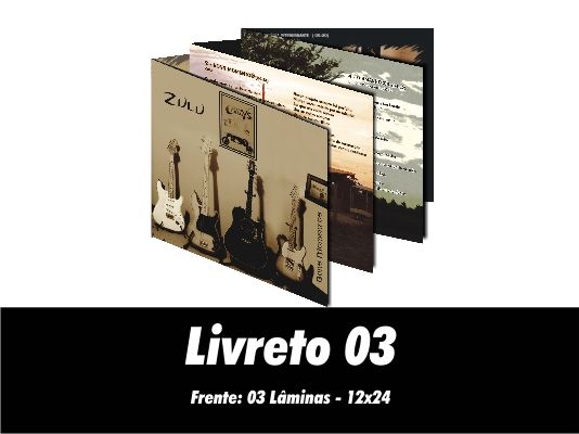 1.000 Encartes CD, tipo Livreto, 12x24, 3 laminas + fundo